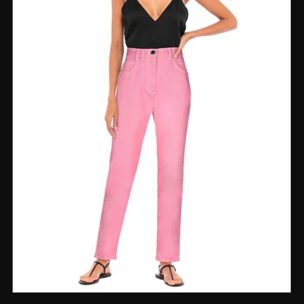 BALMAIN Back Logo Skinny Cotton Denim Jeans In Pink